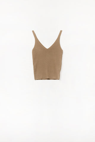 Comfy Ribbed knitted  Tank Top in Camel