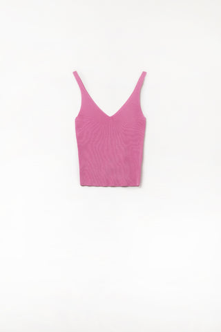 Comfy Ribbed knitted Tank Top in Fuchsia