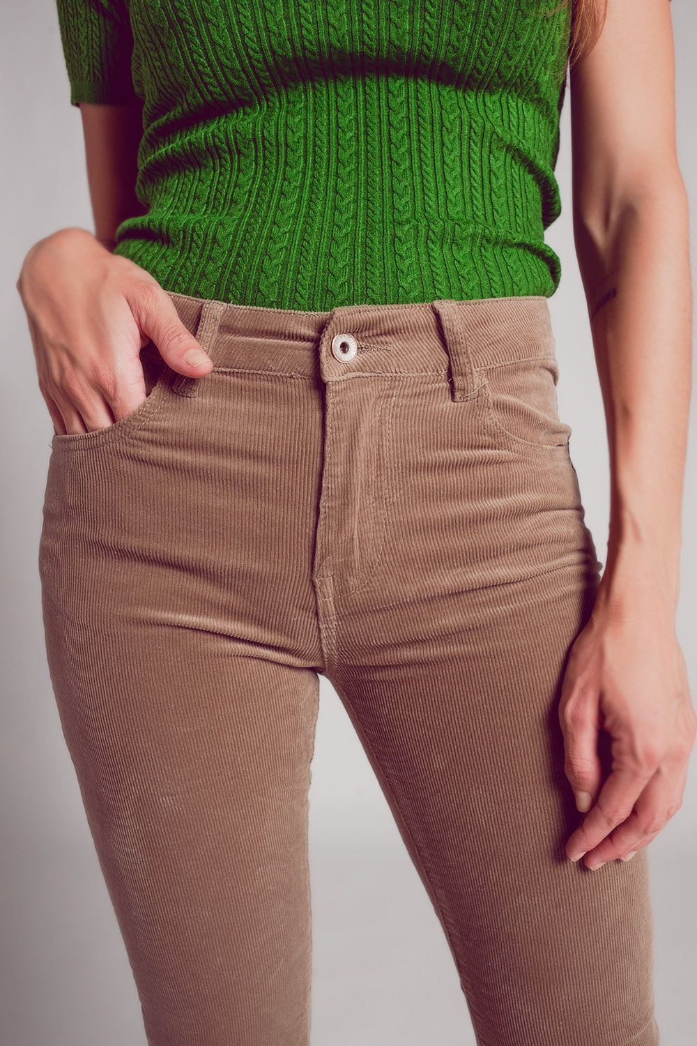 Cord flare in beige - Trousers