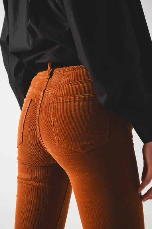 Cord flare in camel - Trousers