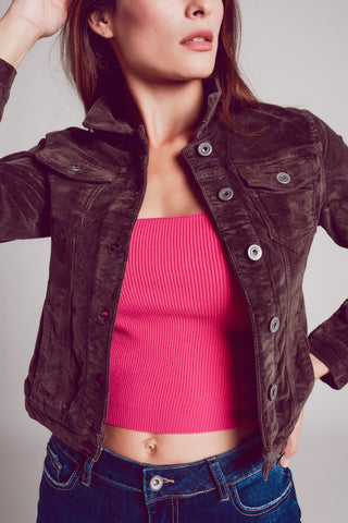 Cord jacket in brown