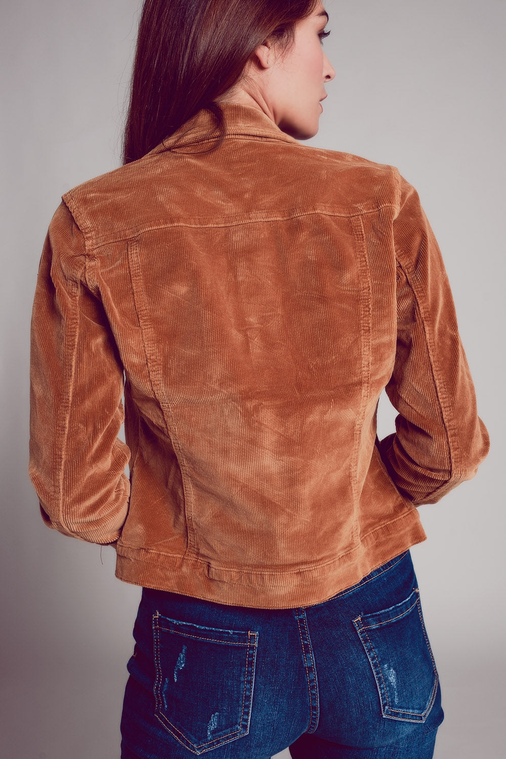 Cord jacket in camel - Jackets