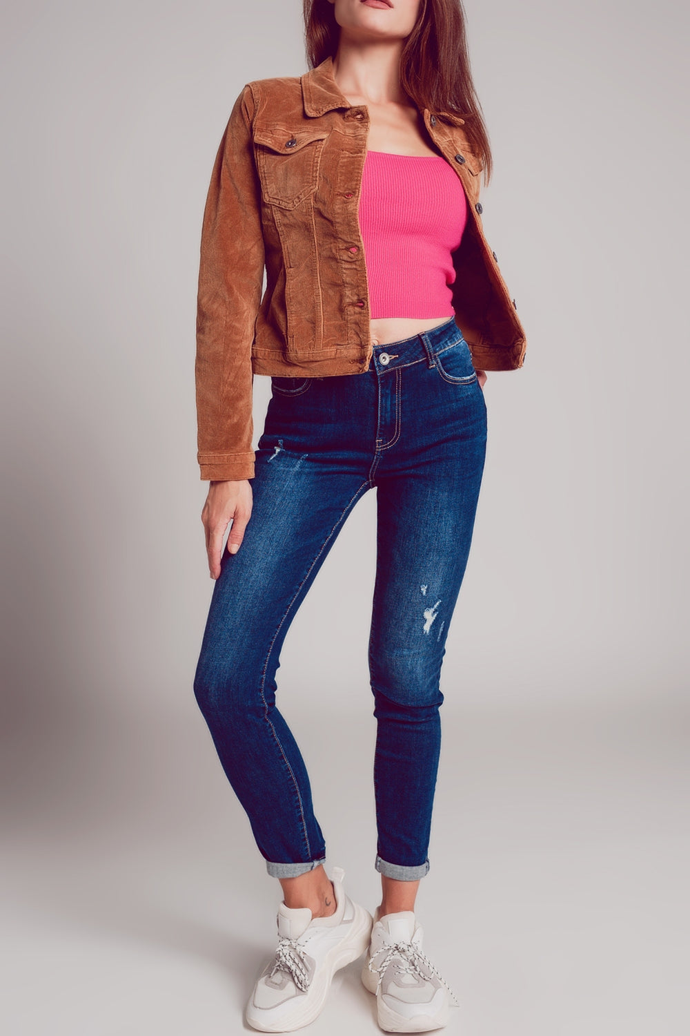 Cord jacket in camel - Jackets