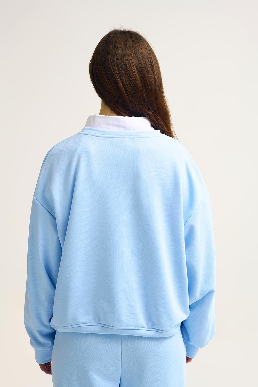 Côte d’Azur Embroidered Pastel Blue Sweatshirt - Sweaters