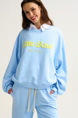 Côte d’Azur Embroidered Pastel Blue Sweatshirt