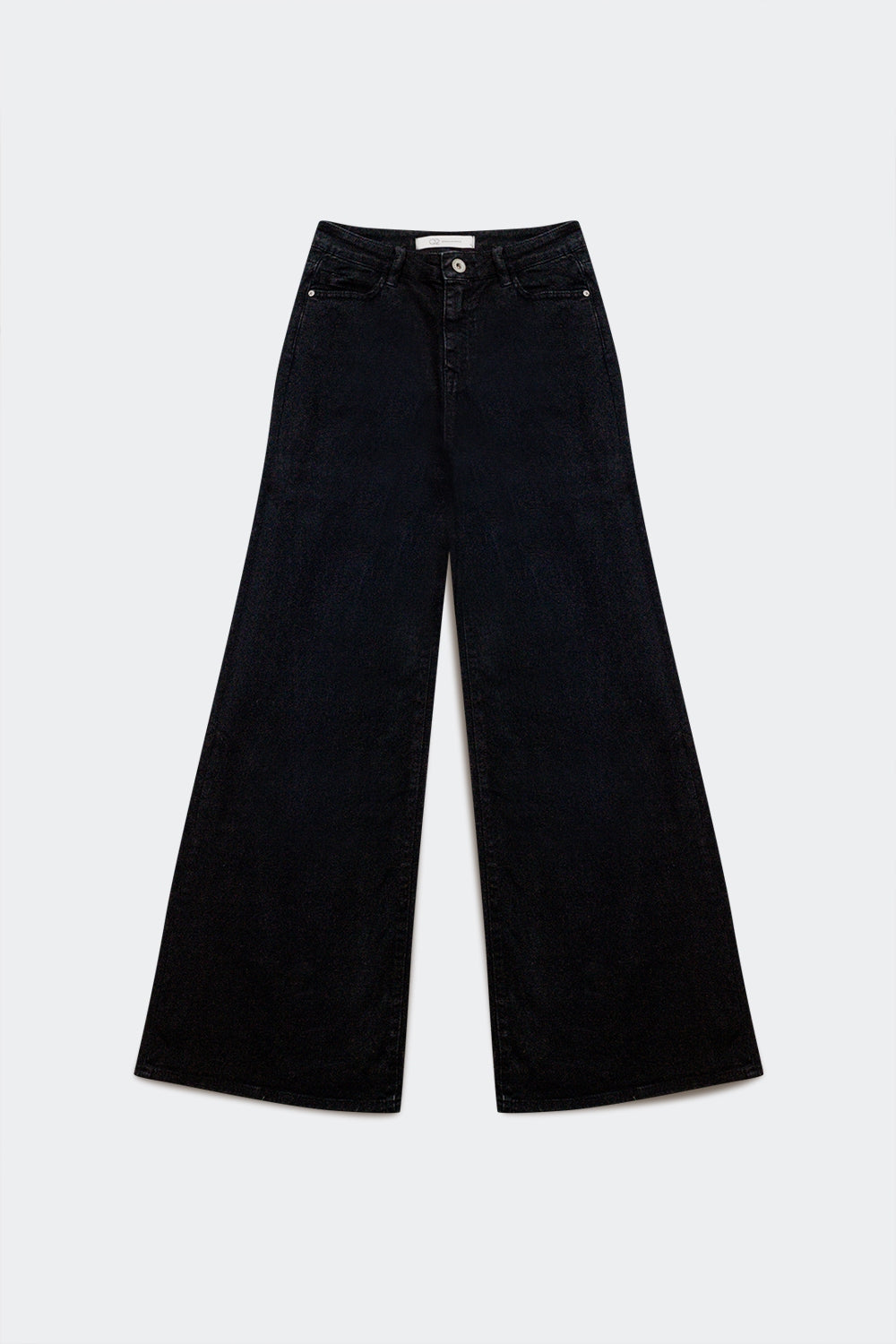 Cotton blend wide leg jeans in black - Jeans