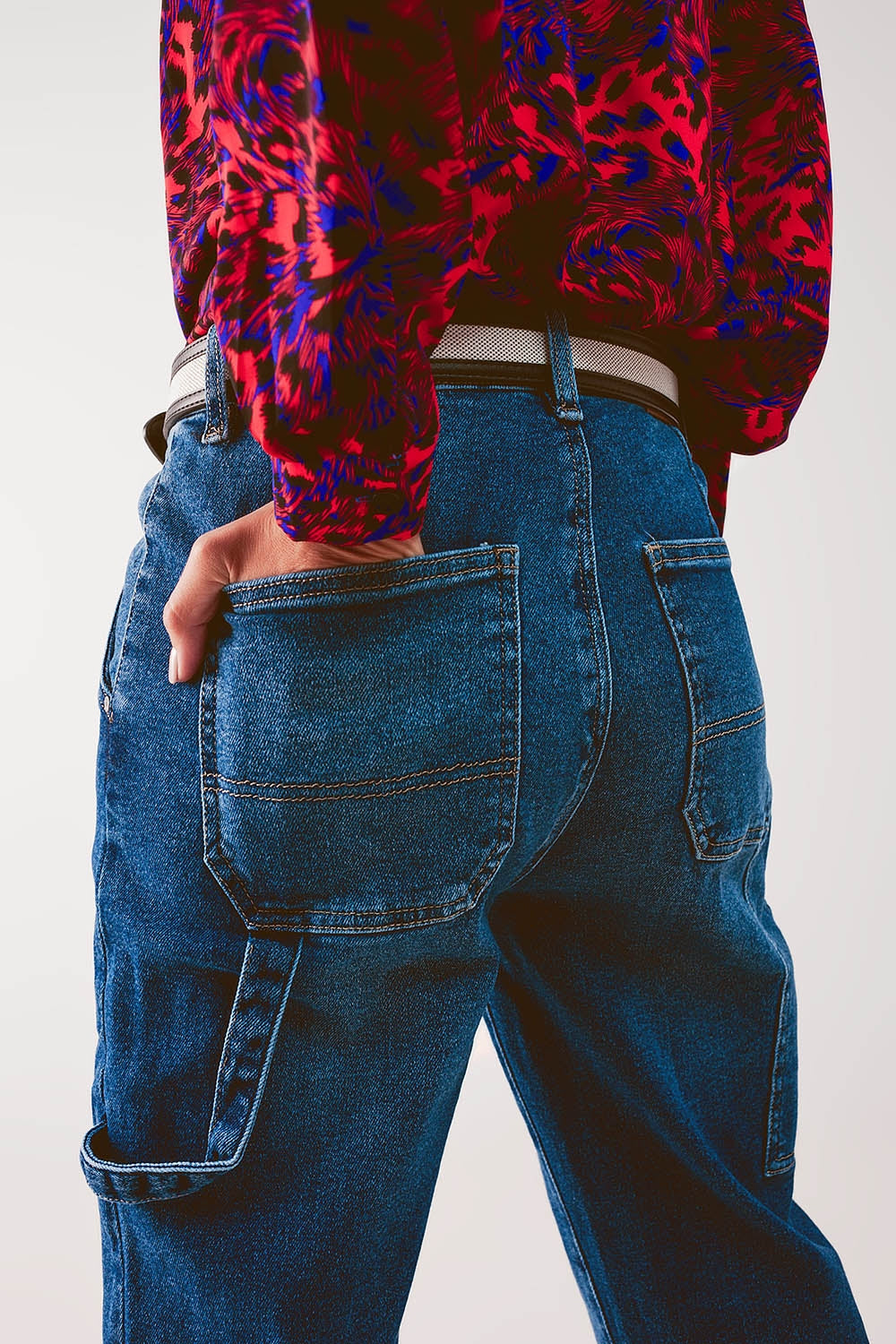 Cotton boyfriend jeans with stretch in medium blue - Jeans