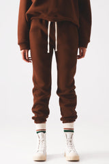 Cotton jogger in brown