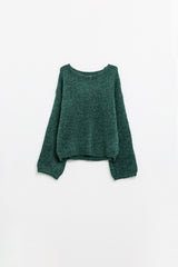 Pull douillet à manches ballon en vert émeraude