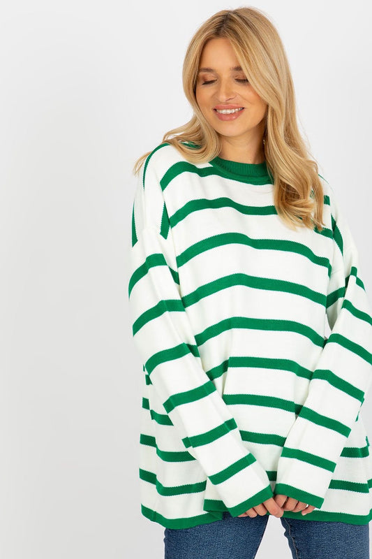 Cozy Loose Cut Sweater with Stand-Up Collar green one-size-fits-all - Jumpers