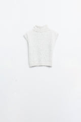 Pull sans manches à col roulé confortable en gris
