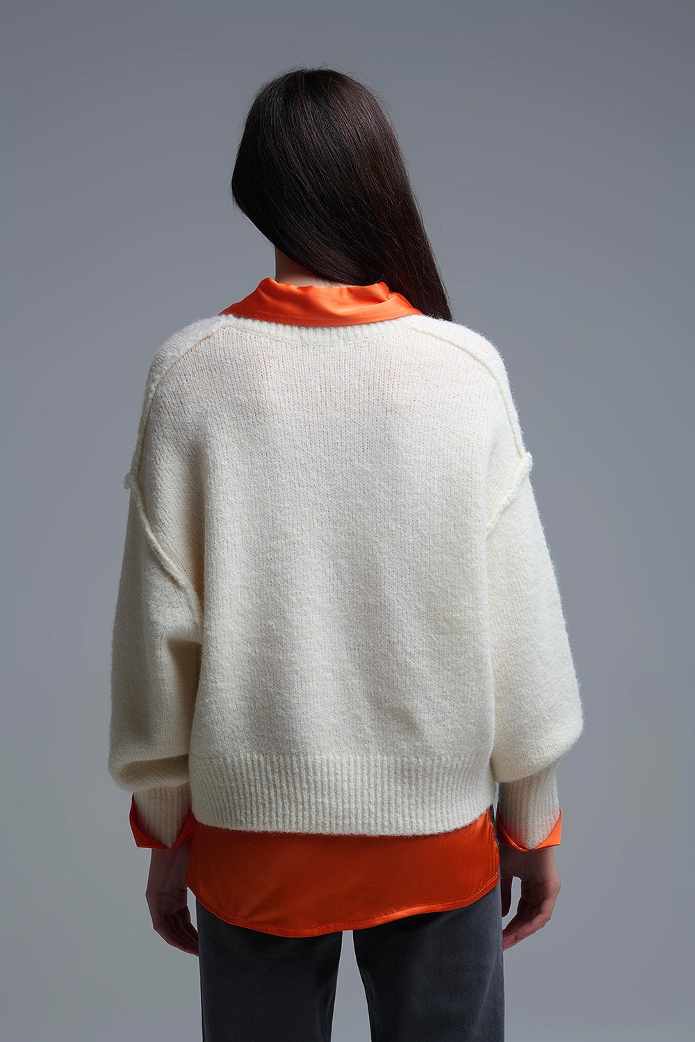 Cream Embroidered Mardi Sweater With Flowers - Sweaters