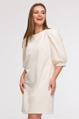 BeWear Womens Cream Puff Sleeve Dress