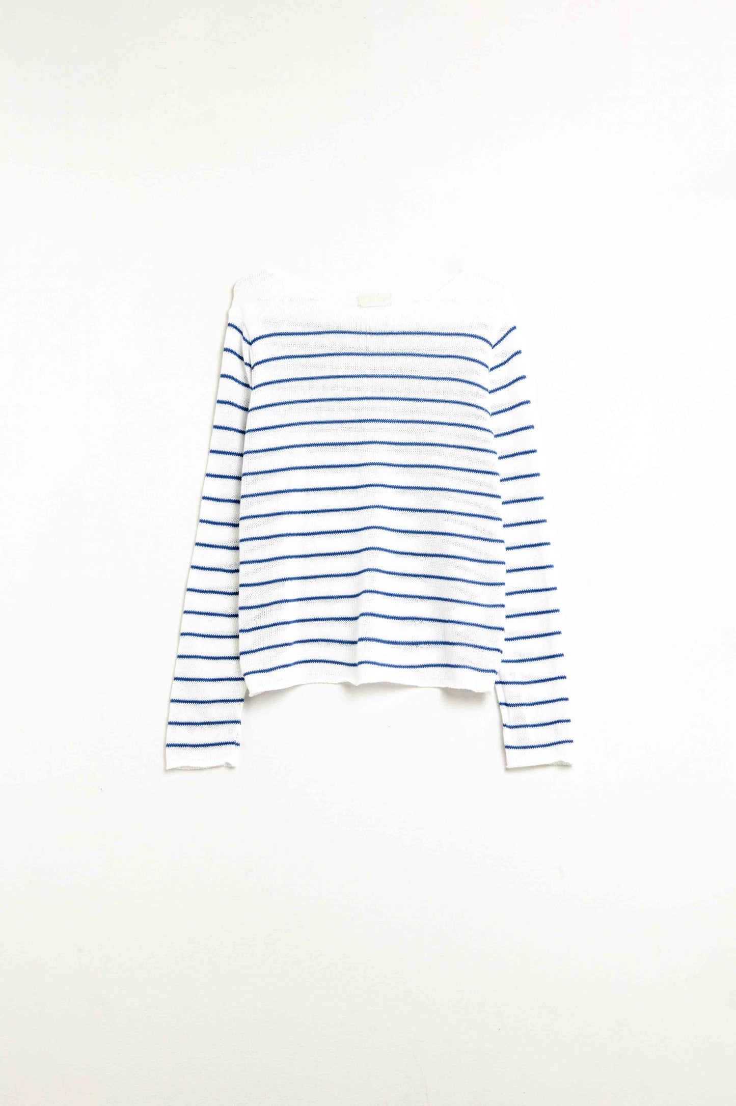 Cream sweater with blue stripes made of fine knit - Jumpers