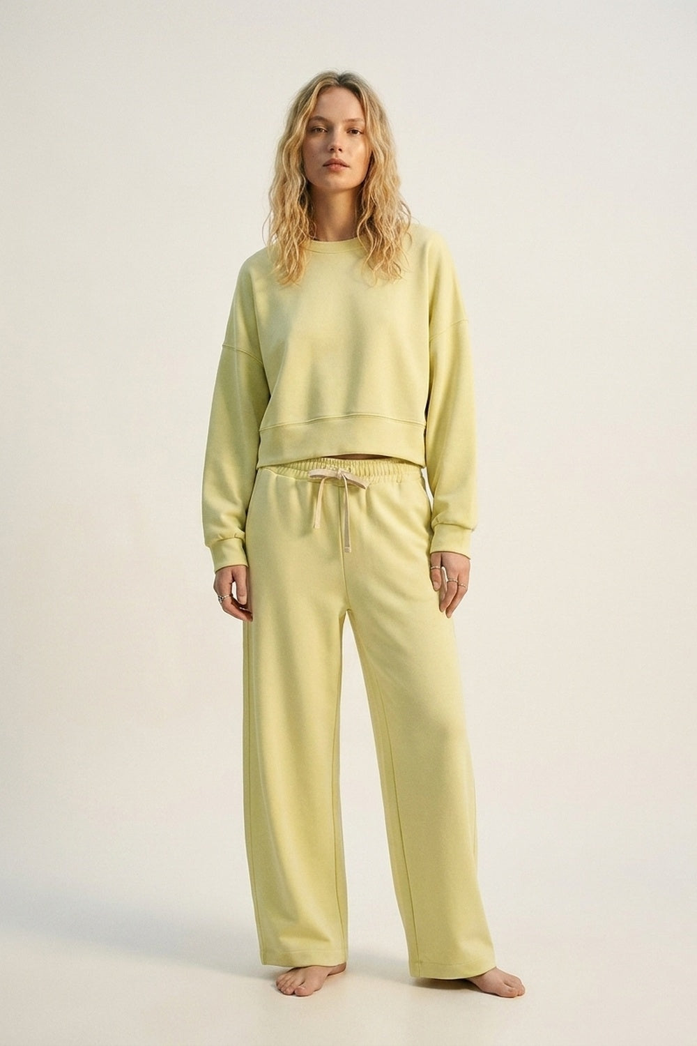 Crew Neck Dropped Shoulder Basic Sweatshirt in yellow - Sweaters