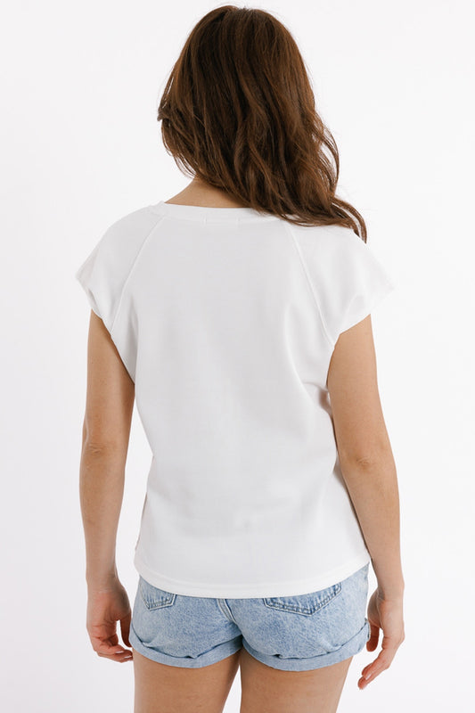 Crew Neck T-shirt with Love Logo on Chest in White piqué point - T-Shirts