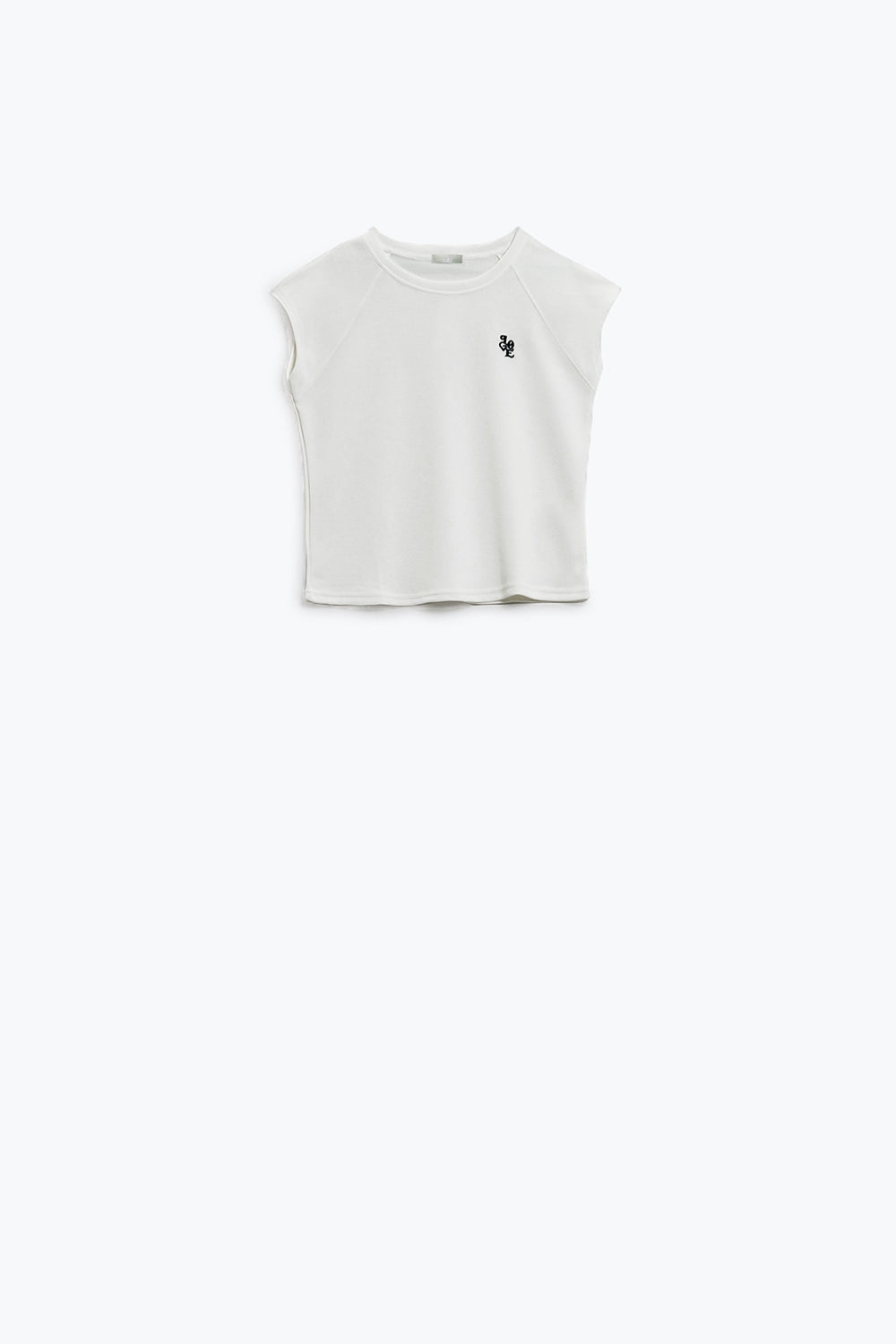 Crew Neck T-shirt with Love Logo on Chest in White piqué point - T-Shirts