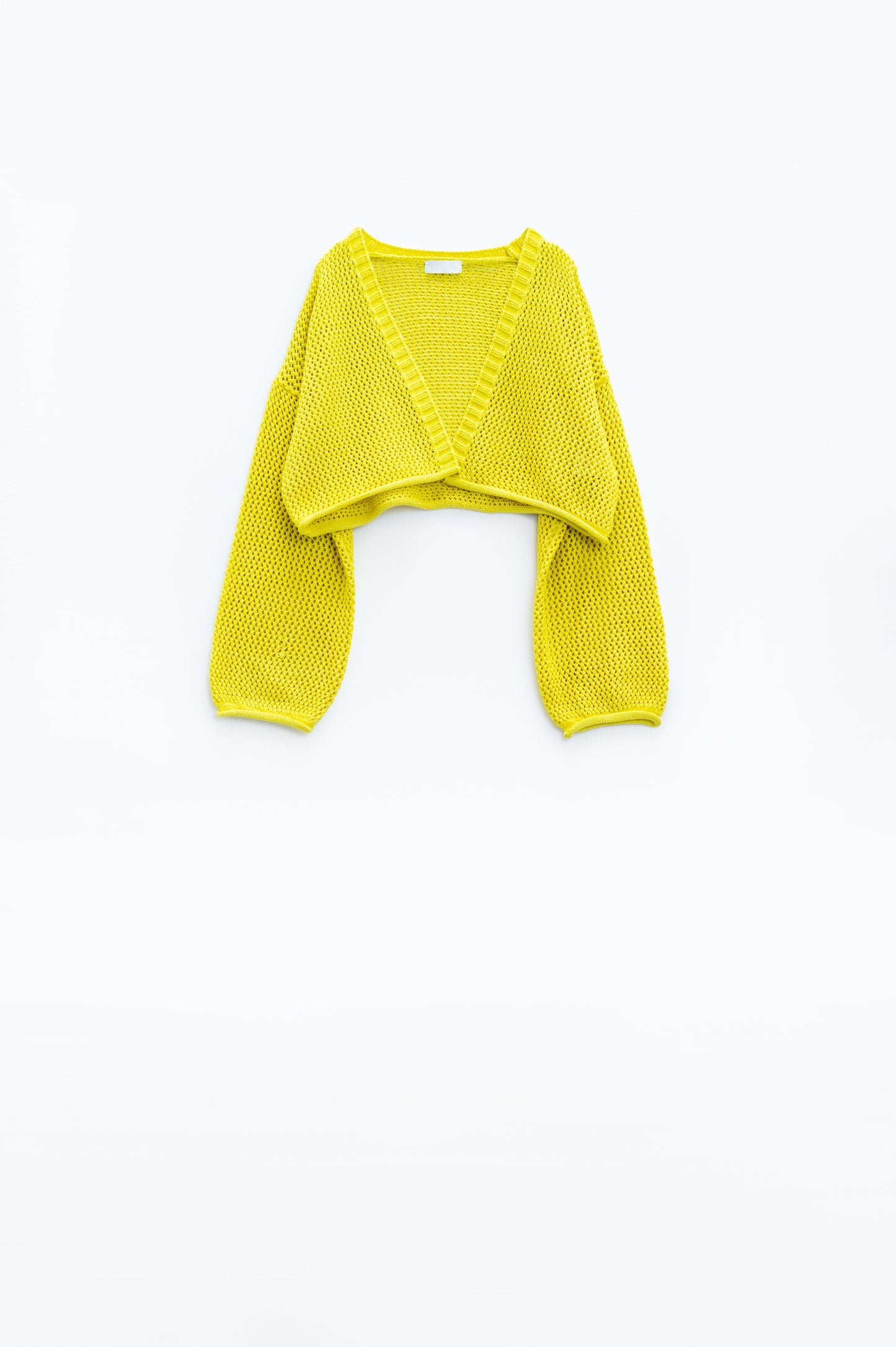 Crochet basic cropped cardigan in yellow - Cardigans