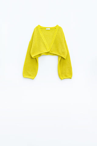 Crochet basic cropped cardigan in yellow