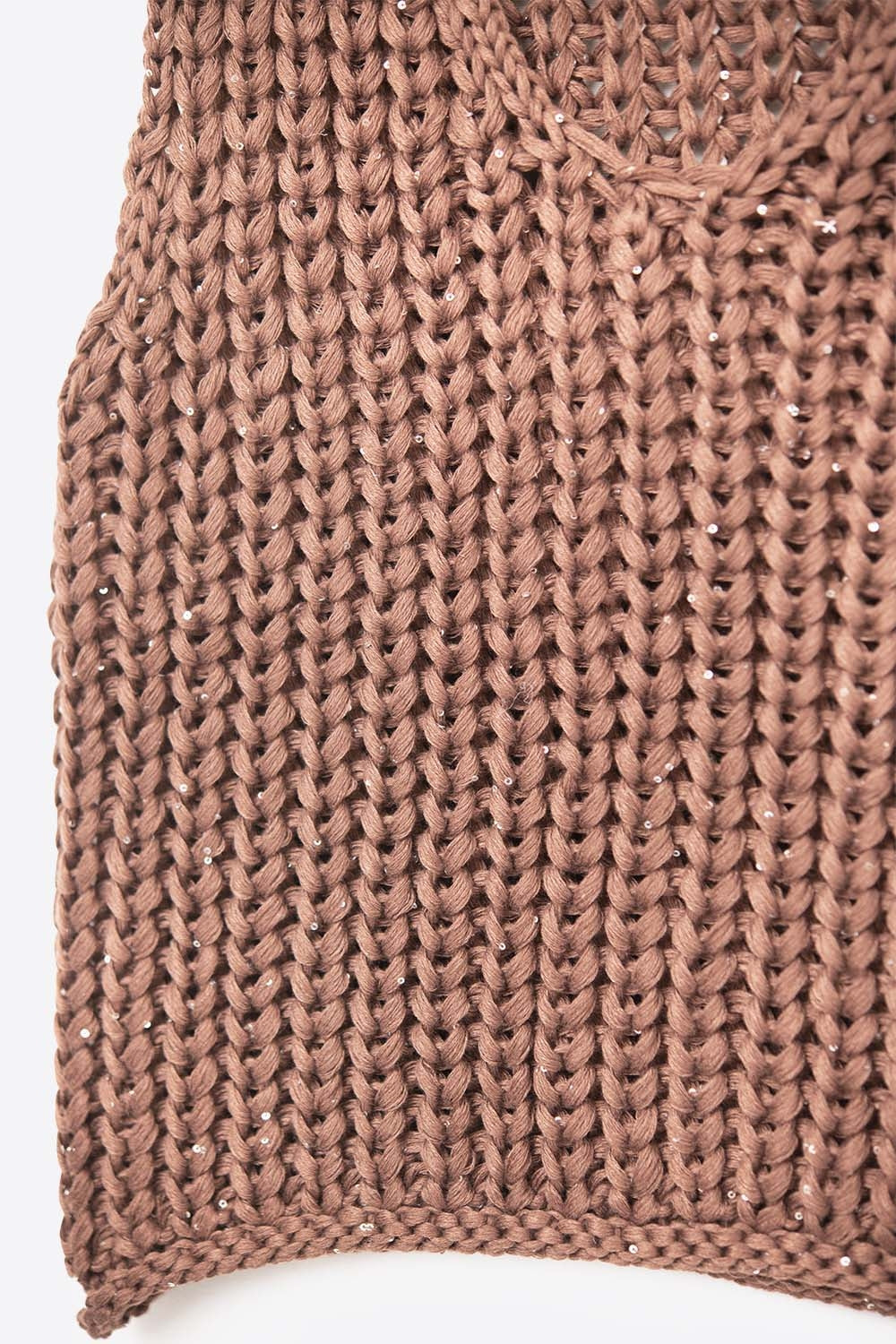 Crochet Cropped Vest in brown With sequins Thread - Sweaters