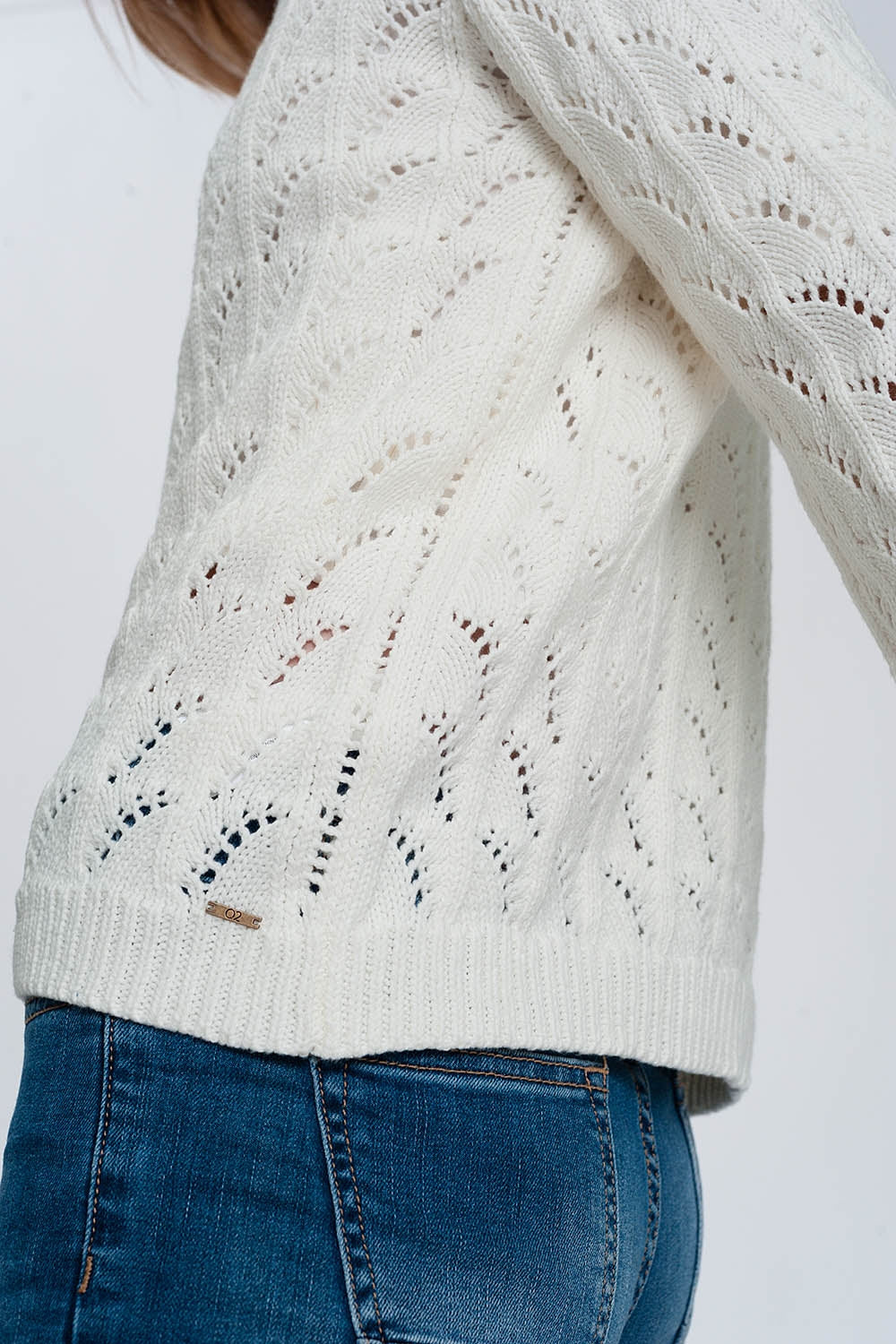 Crochet jumper in cream - Jumpers