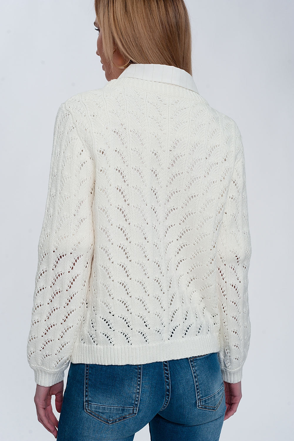 Crochet jumper in cream - Jumpers