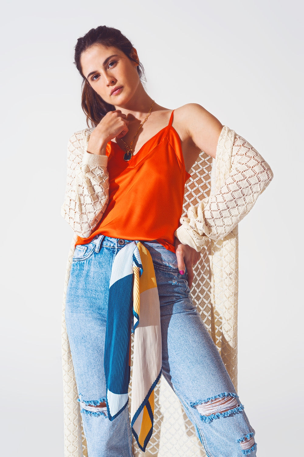 Crochet Midi Cardigan in Cream - Cardigans