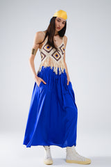 Crochet Top With Fringe Ends In Cream