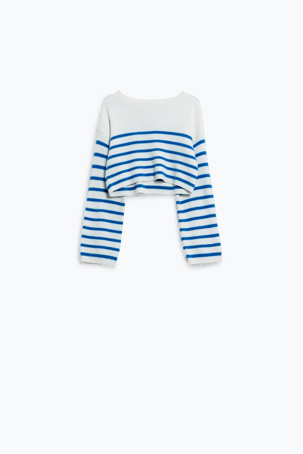 Cropped sweater with stripes and boat neck - Jumpers