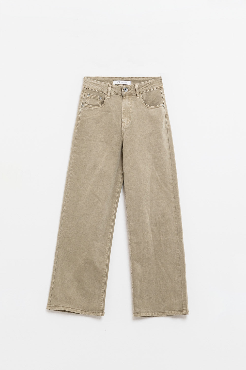 Cropped wide leg jeans in beige color - Jeans