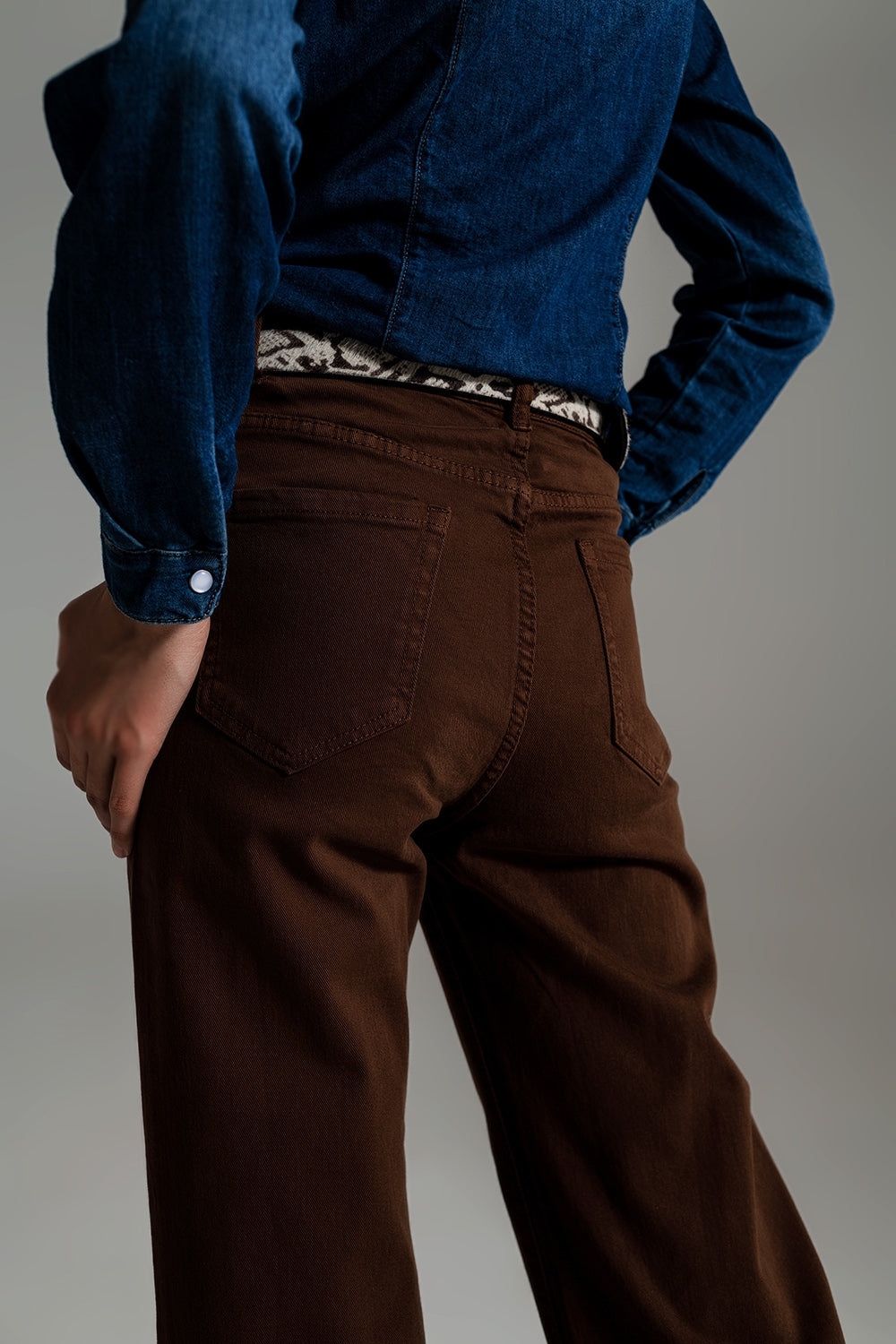 Cropped wide leg jeans in brown - Jeans