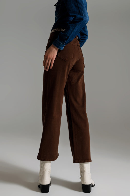 Cropped wide leg jeans in brown - Jeans