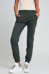 Cuffed utility pants with chain in khaki