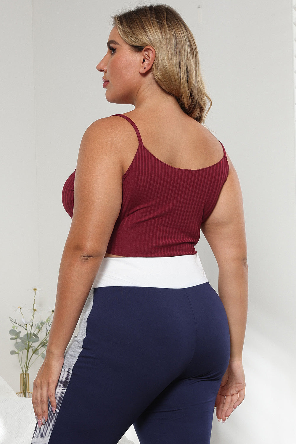 Curvy Plus Size Crop Top in Burgundy - Tops