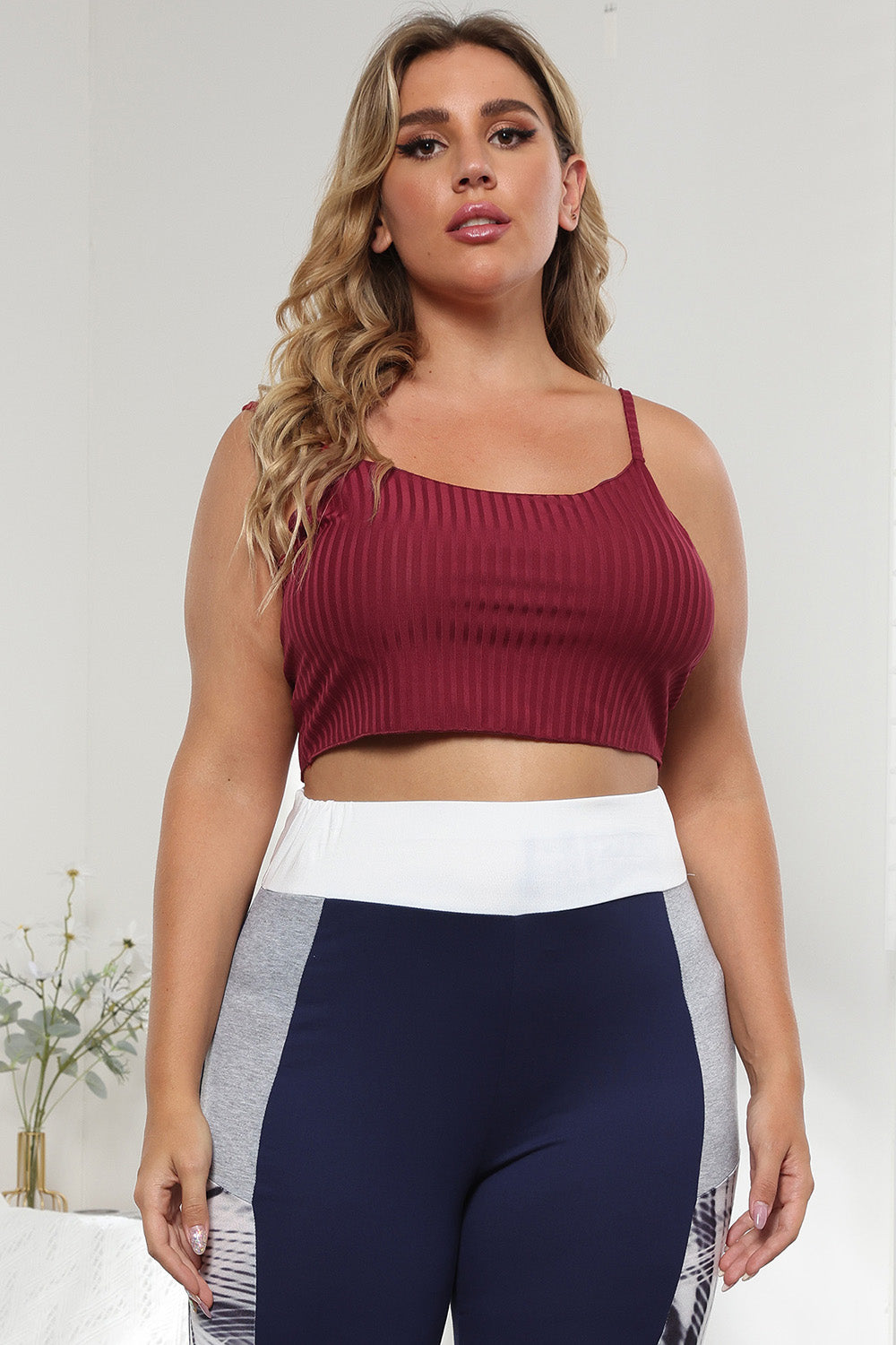 Curvy Plus Size Crop Top in Burgundy