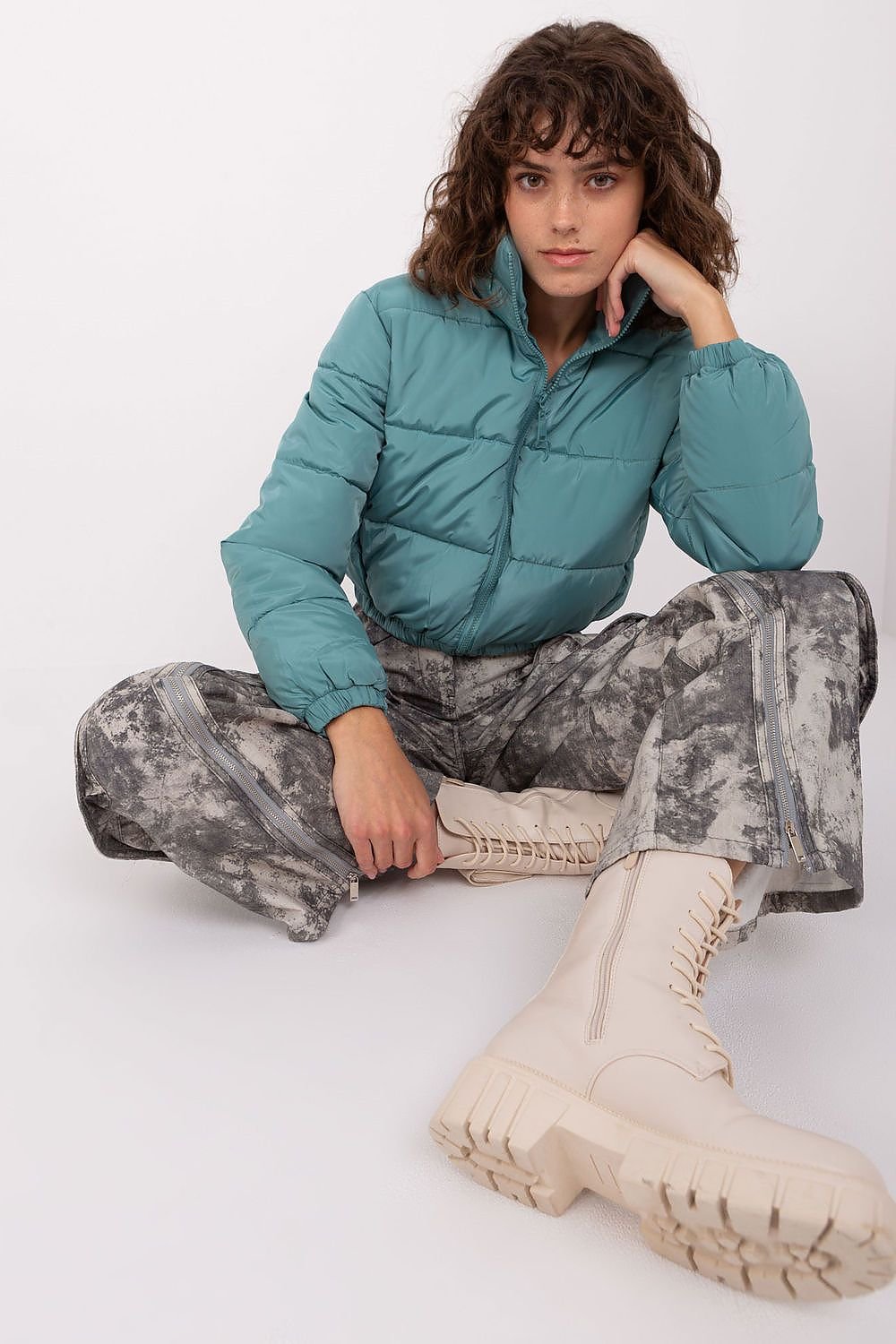 Quilted Zip-Up Jacket with Hood - Jackets