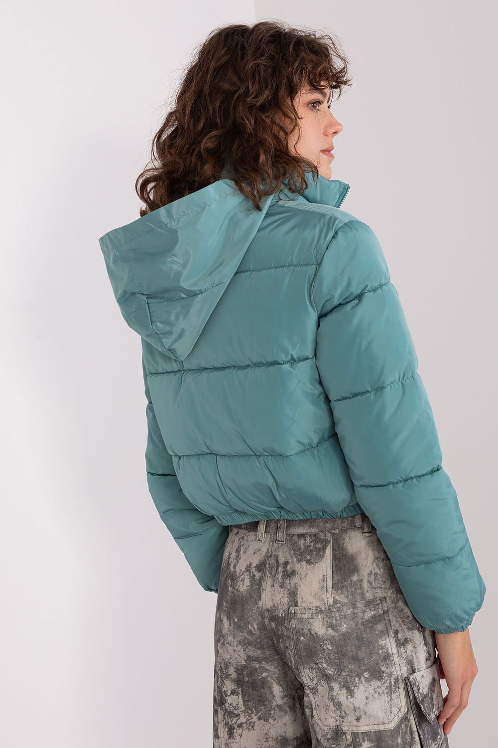 Quilted Zip-Up Jacket with Hood - Jackets