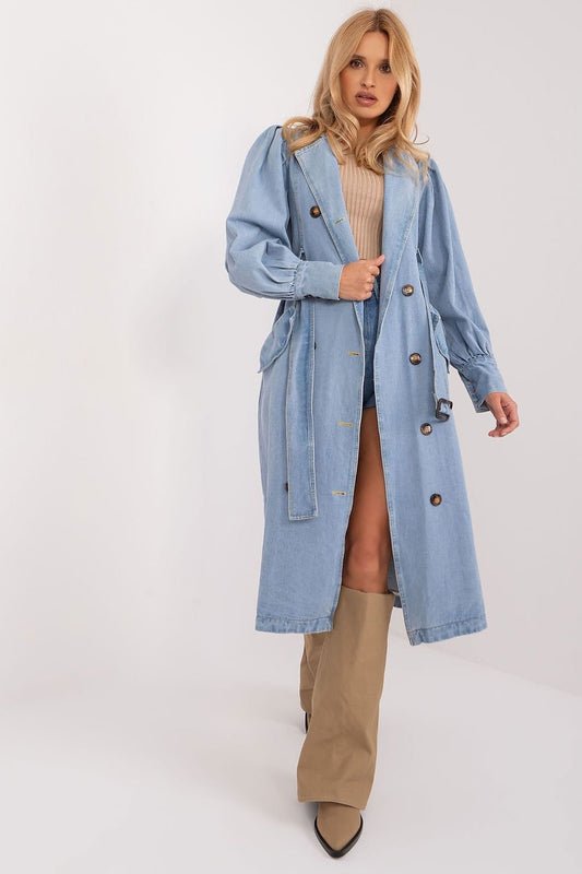 Lightweight Denim Trench Coat for Spring and Summer - Coats