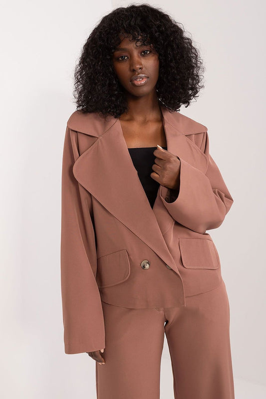 Double Breasted Blazer with Lapels brown - Blazers