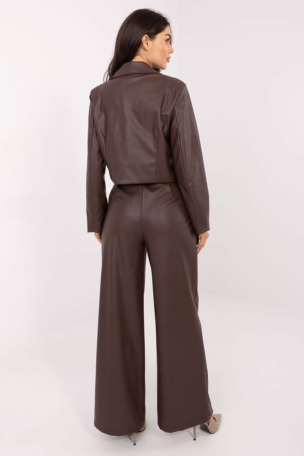 Wide-Leg Trousers in Brown Faux Leather - Trousers
