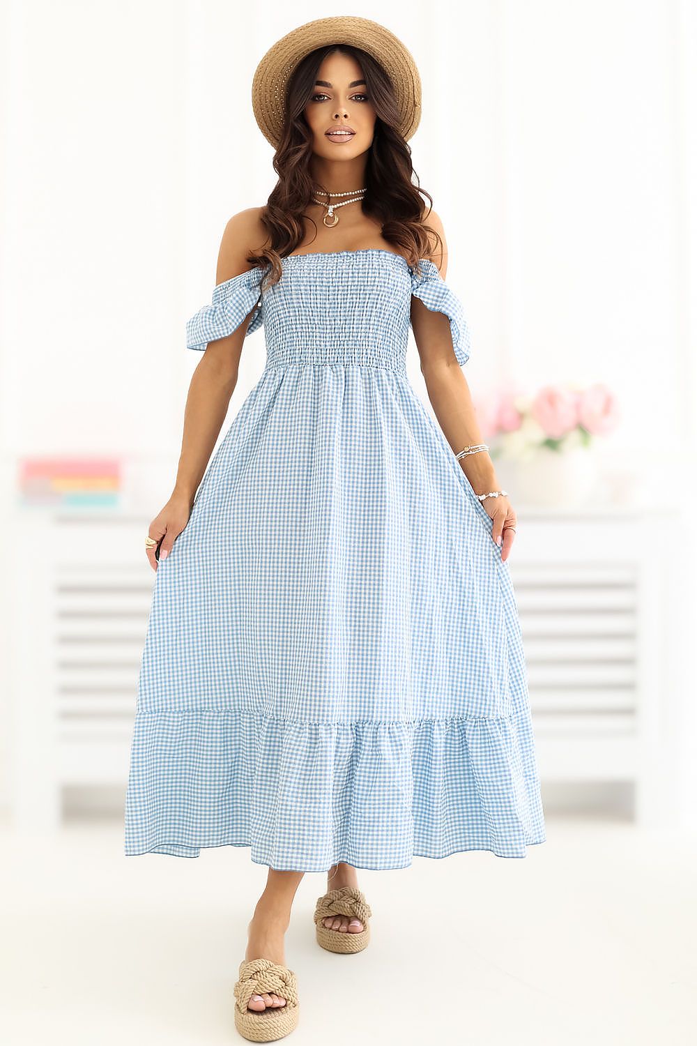 Spanish Dress - Trendy Off-Shoulder Style blue one-size-fits-all - Dresses