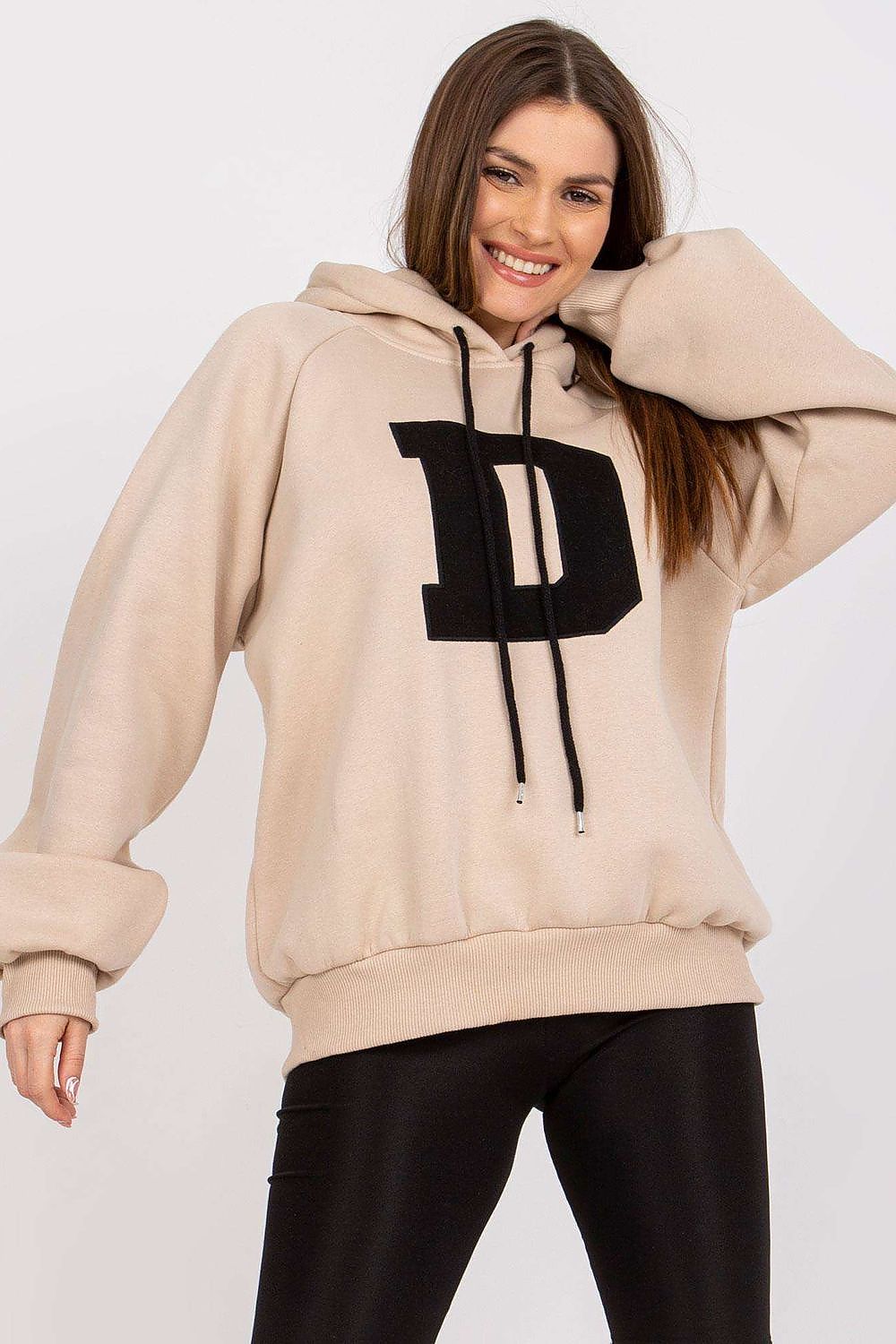 Women's Cozy Hooded Sweatshirt in Trendy Design beige one-size-fits-all - Sweatshirts