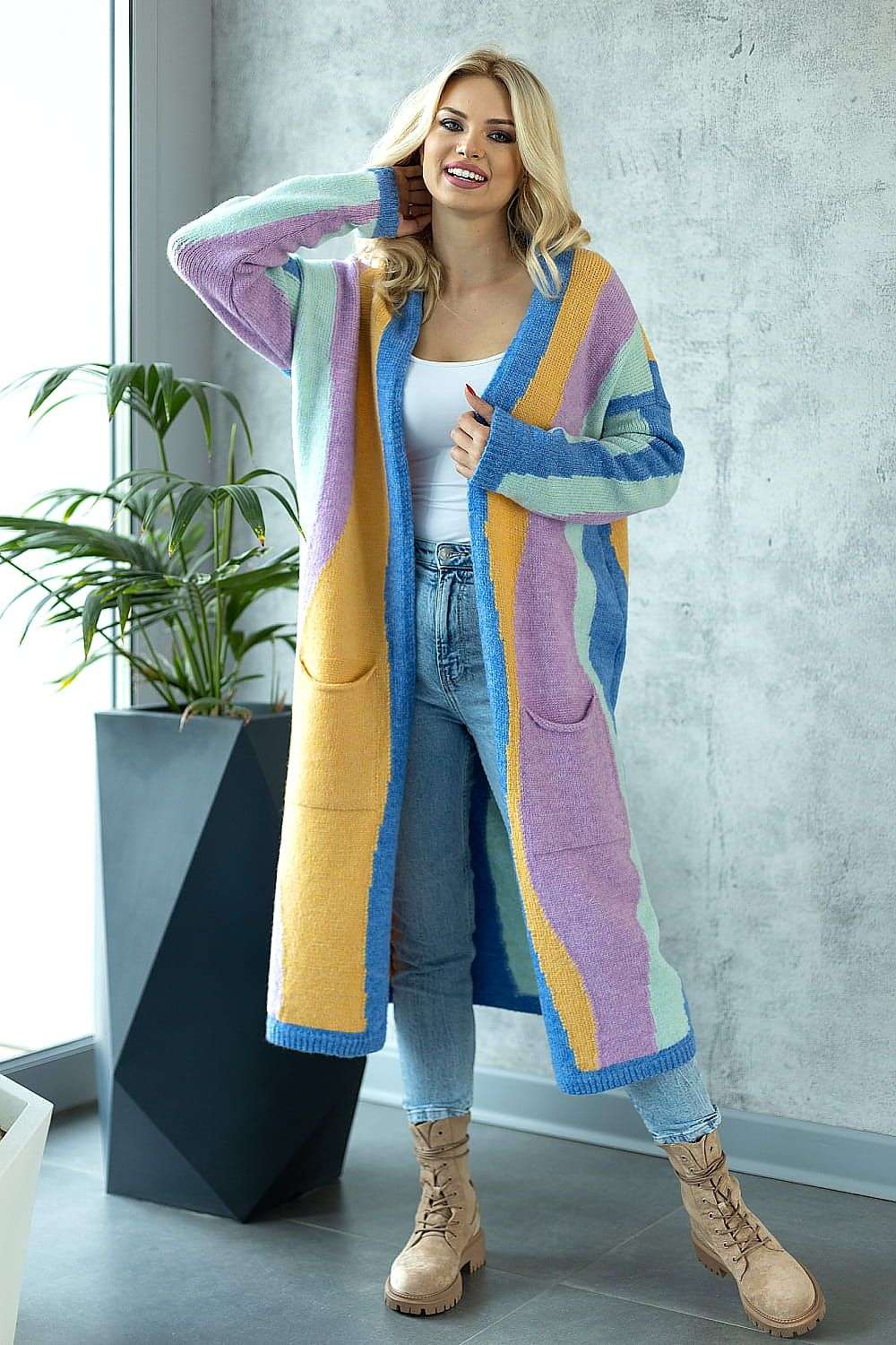 Soft and Fluffy Long Sleeve Cardigan multicolor one-size-fits-all - Cardigans