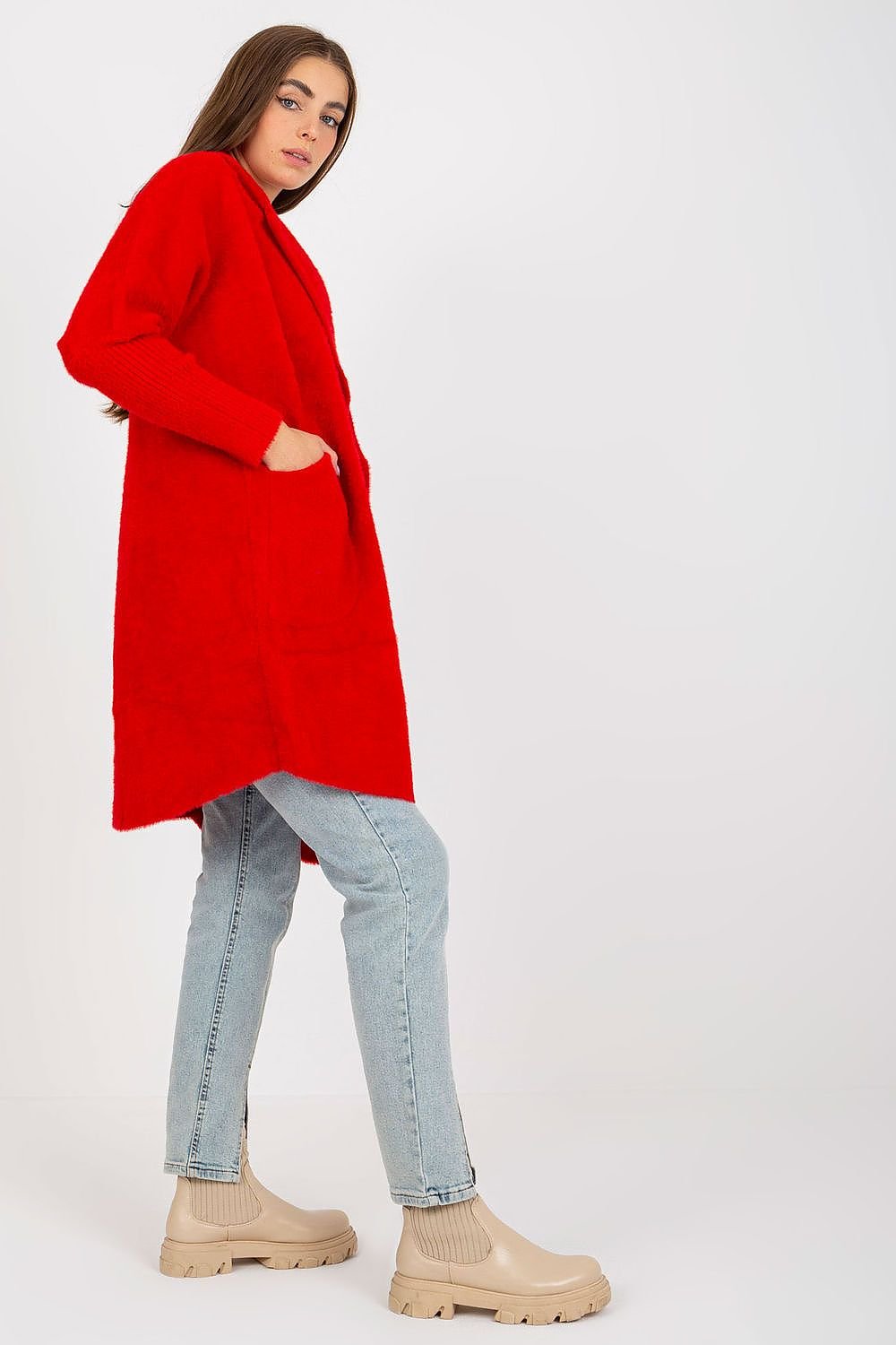 Stylish Women's Long Sleeve Coat with Pockets - Coats