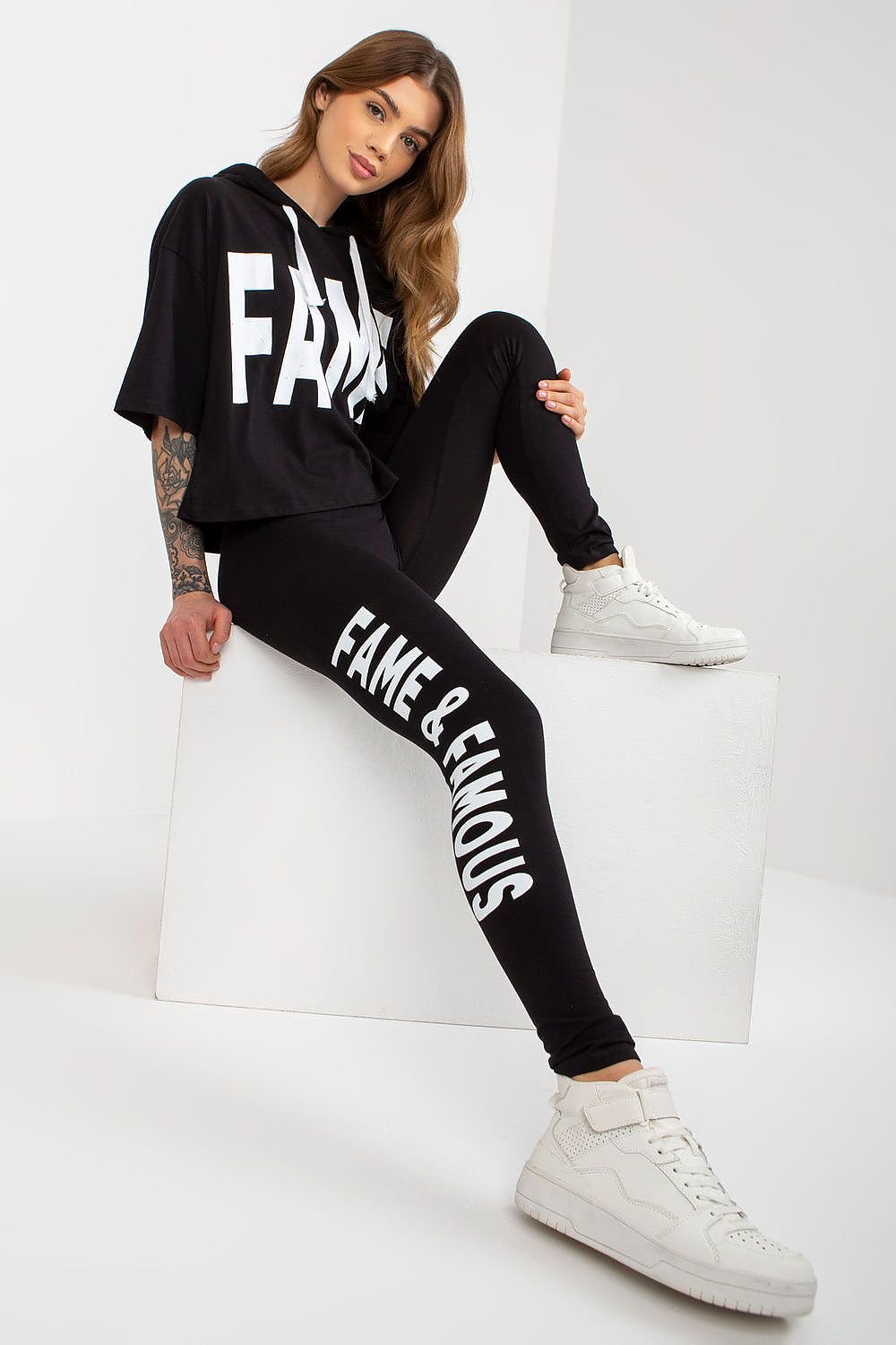 Stylish Hoodie and Leggings Set black one-size-fits-all - Outfit Sets