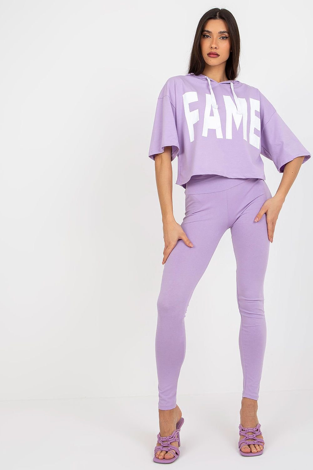 Stylish Hoodie and Leggings Set violet one-size-fits-all - Outfit Sets