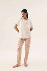 Conjunto de pijama para menina com calças e t-shirt em formato de nuvem fofa