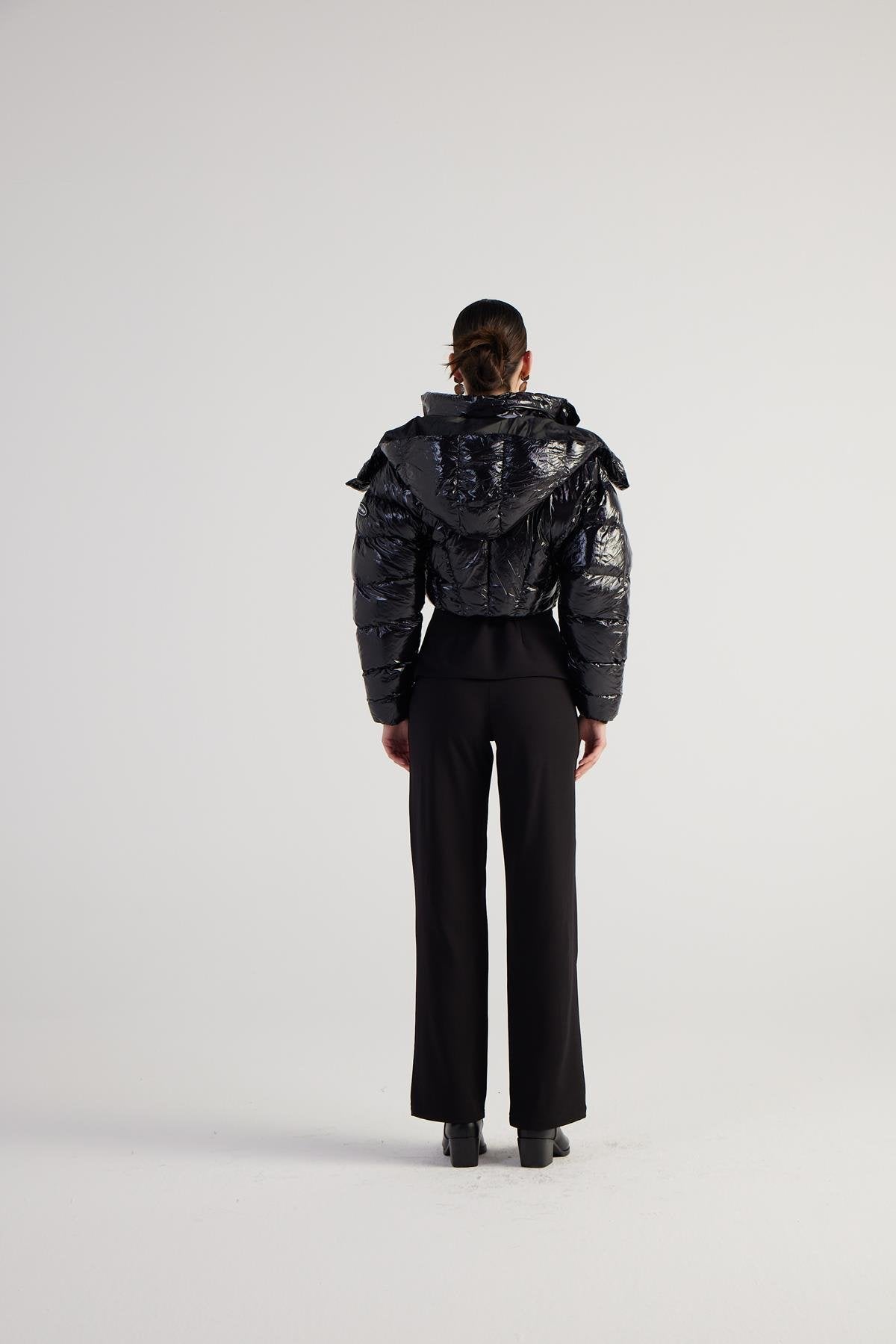 Aida Black Puffer Hooded Jacket - Jackets & Blazers