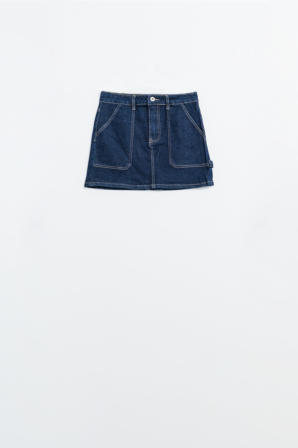 Dark wash denim mini skirt with front pockets - Skirts