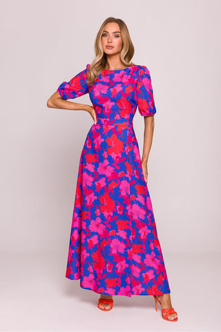 Vestido floral longo e delicado vibrante para mulher